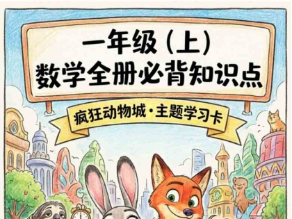 一年级（上）数学全册必背知识点（疯狂动物城学习卡）(1)，7页PDF电子版