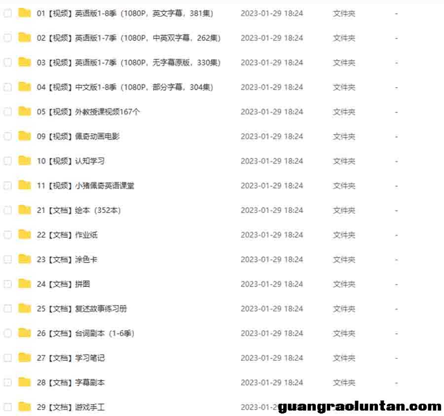 小猪佩奇Peppa Pig 全套资源 中文版+英文版+绘本电影涂色卡剧本手工外教授课笔记拼图等等 动画片第1/2/3/4/ ...