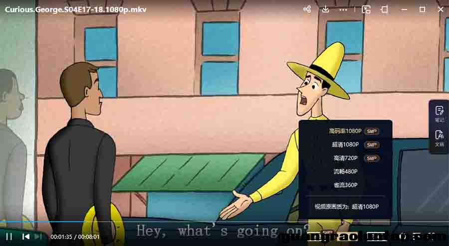 Curious George 好奇猴乔治 1-4季 英文版英文字幕 动画片70集 英语发音 英文字幕 高清1080P MKV格式 百度网 ...