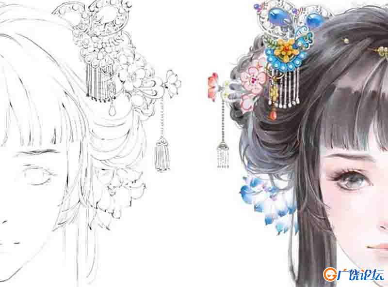 中国古风人物头像漫画女图片 古代古人开口说话唱歌绘画临摹素材