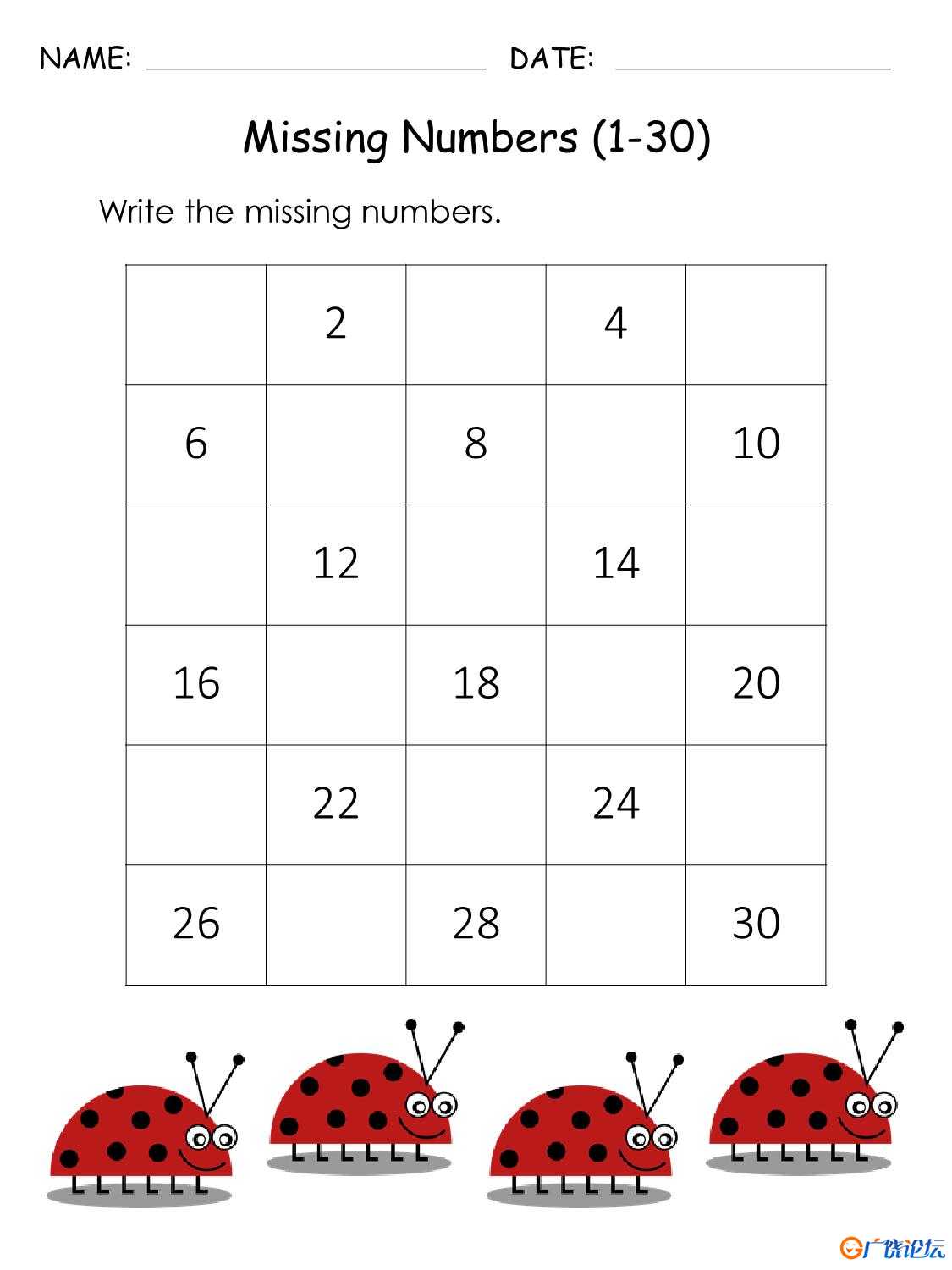 1-100丢失的数字专题素材包1 可打印PDF亲子互动数学游戏卡片 数学启蒙教材