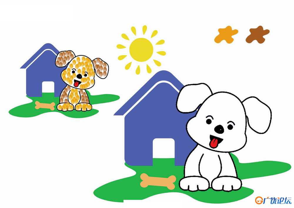 幼儿手指画填色画，12页PDF