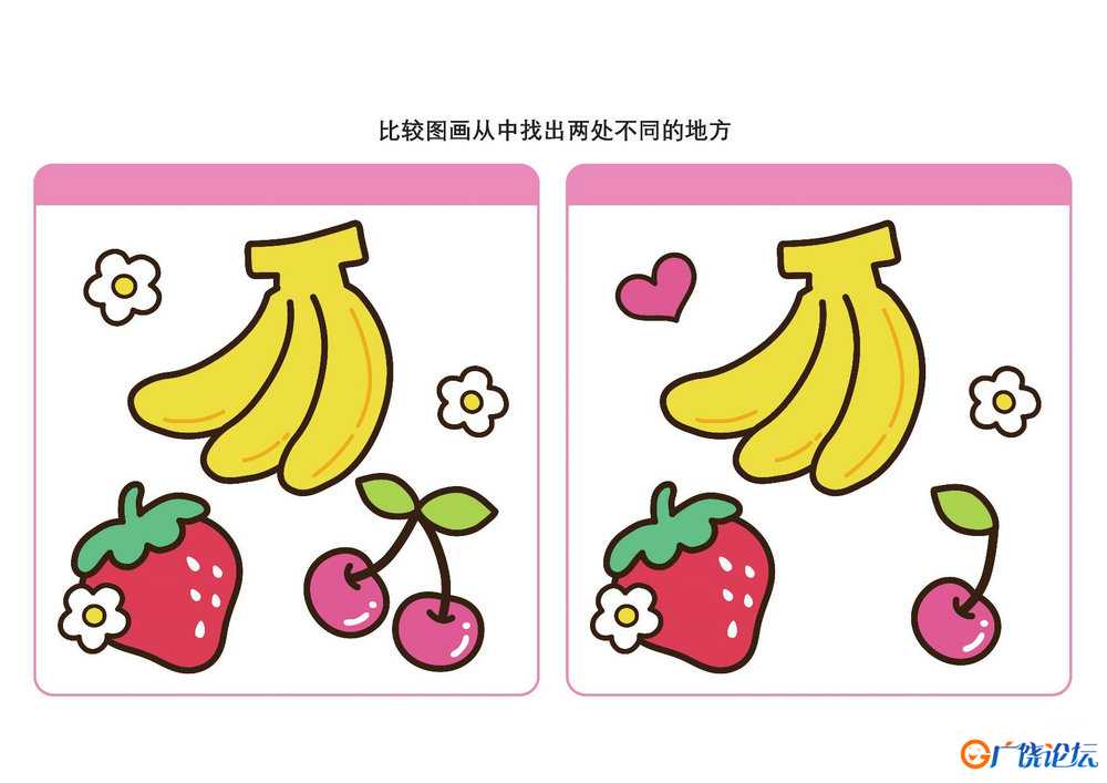 比较图画从中找出两处不同的地方，共10页PDF可打印 儿童专注力训练 找不同亲子游戏 广饶论坛中小学教育智慧 ...