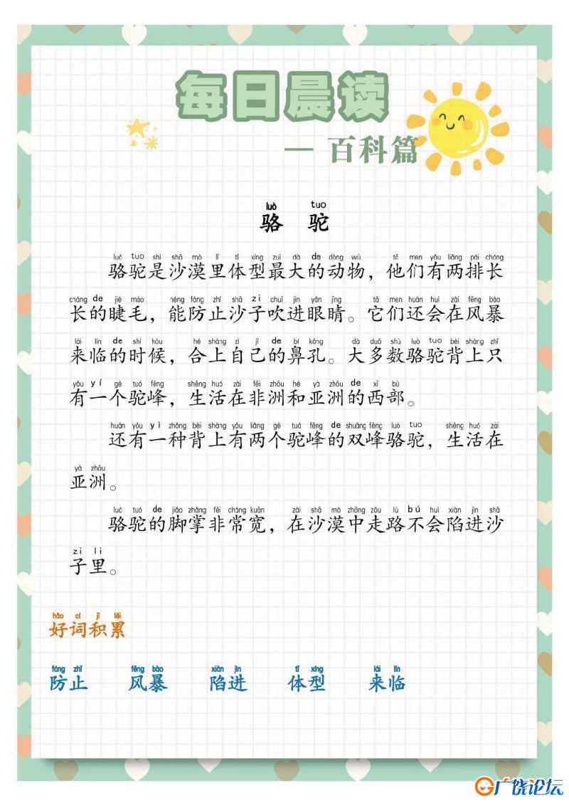 暑假来了，每日晨读小作文注音版，坚持阅读，素材共13页PDF可打印 学写日记小作文资料 语文启蒙亲子教育资 ...