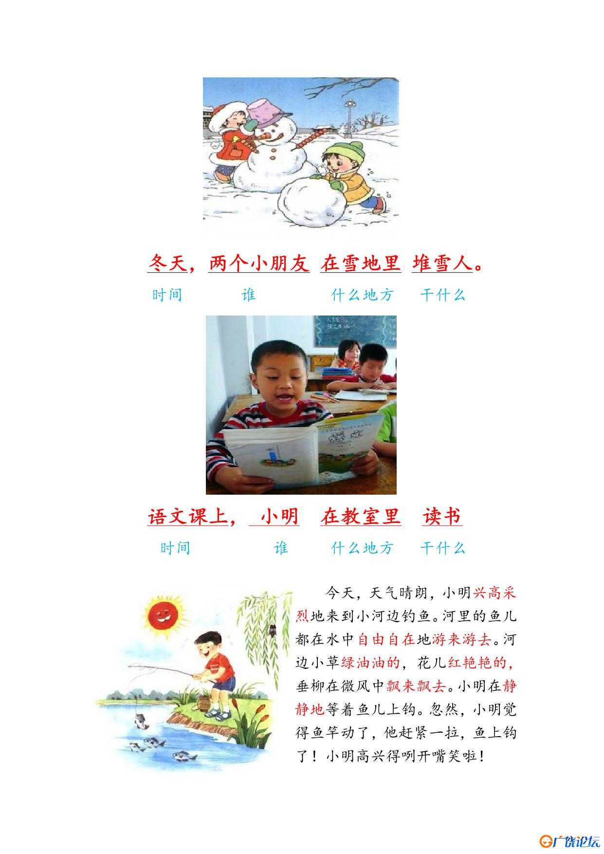 看图写话范文讲解共10页PDF可打印 看图写话教学资料 语文启蒙亲子教育资源 广饶论坛中小学教育智慧平台 ...