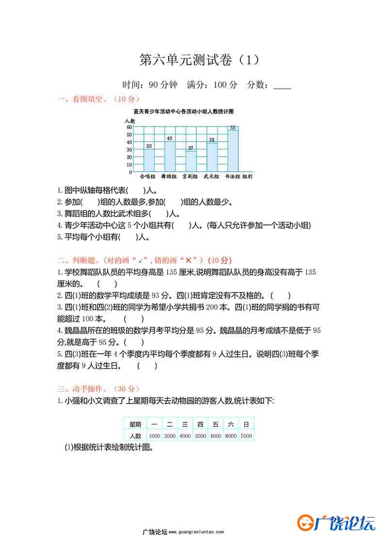 北师大版四年级下册数学试卷8套可打印PDF 小学4年级综合教学资料 家长在家亲子教育资源 广饶论坛中小学教育 ...