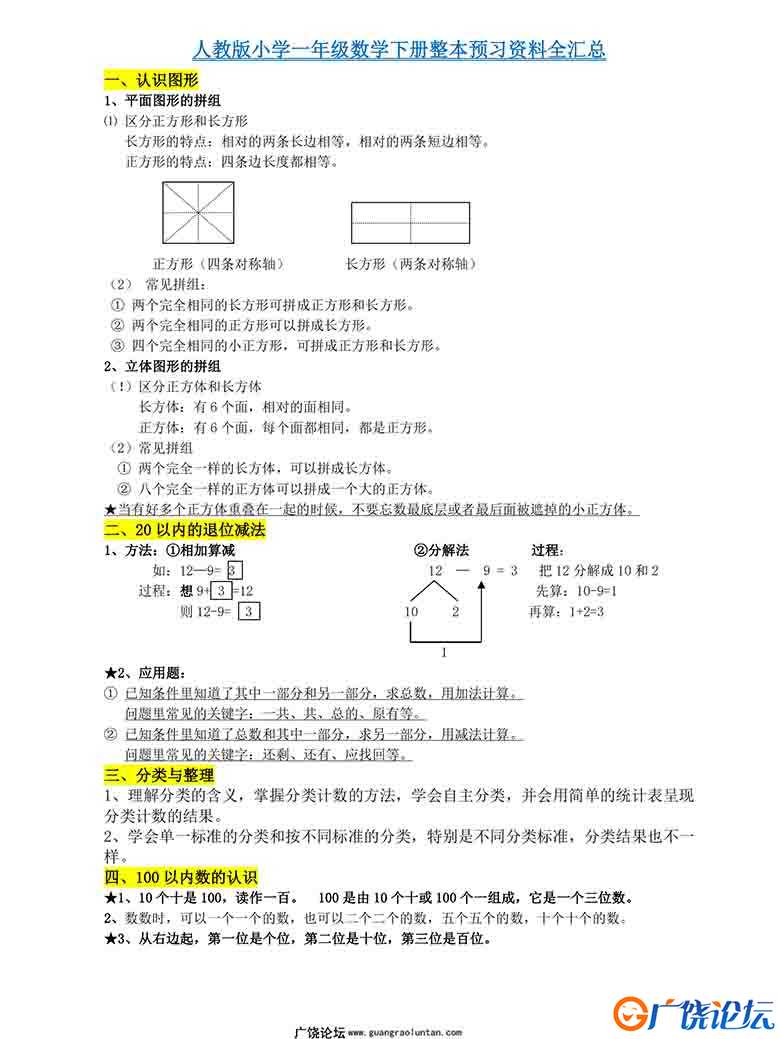 一年级数学上册课课练全集（人教版）58页可打印PDF 小学1年级综合教学资料 家长在家亲子教育资源 广饶论坛  ...