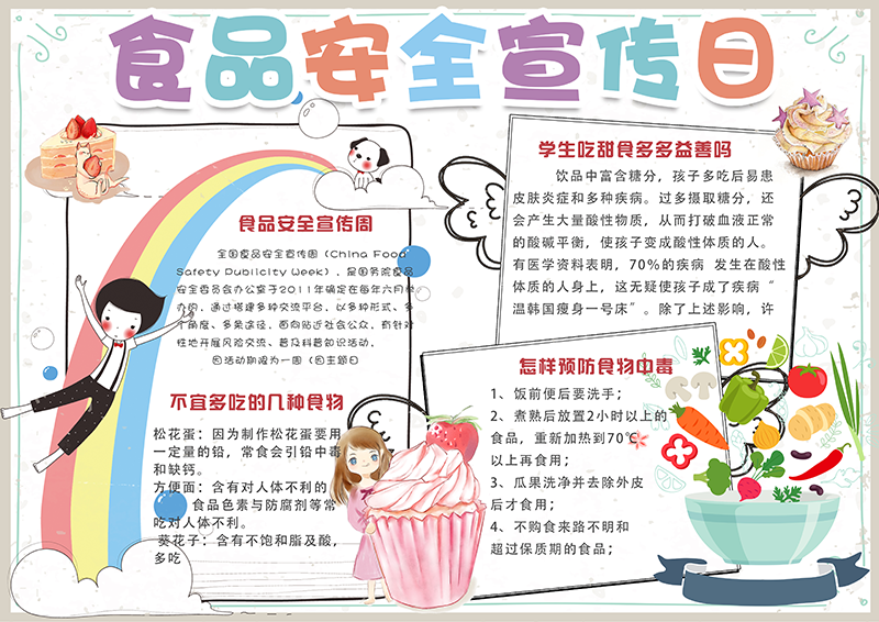 卡通手绘食品安全宣传周电子小报手抄报模板1.png