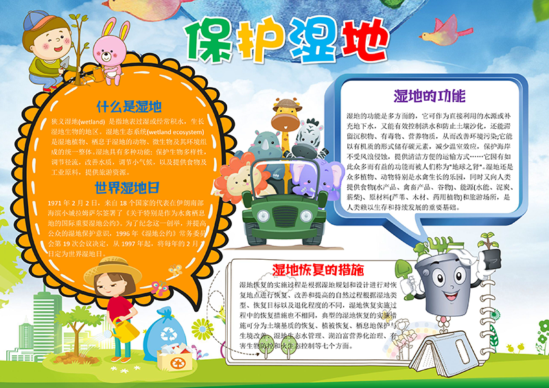 儿童可爱保护湿地有字版.png