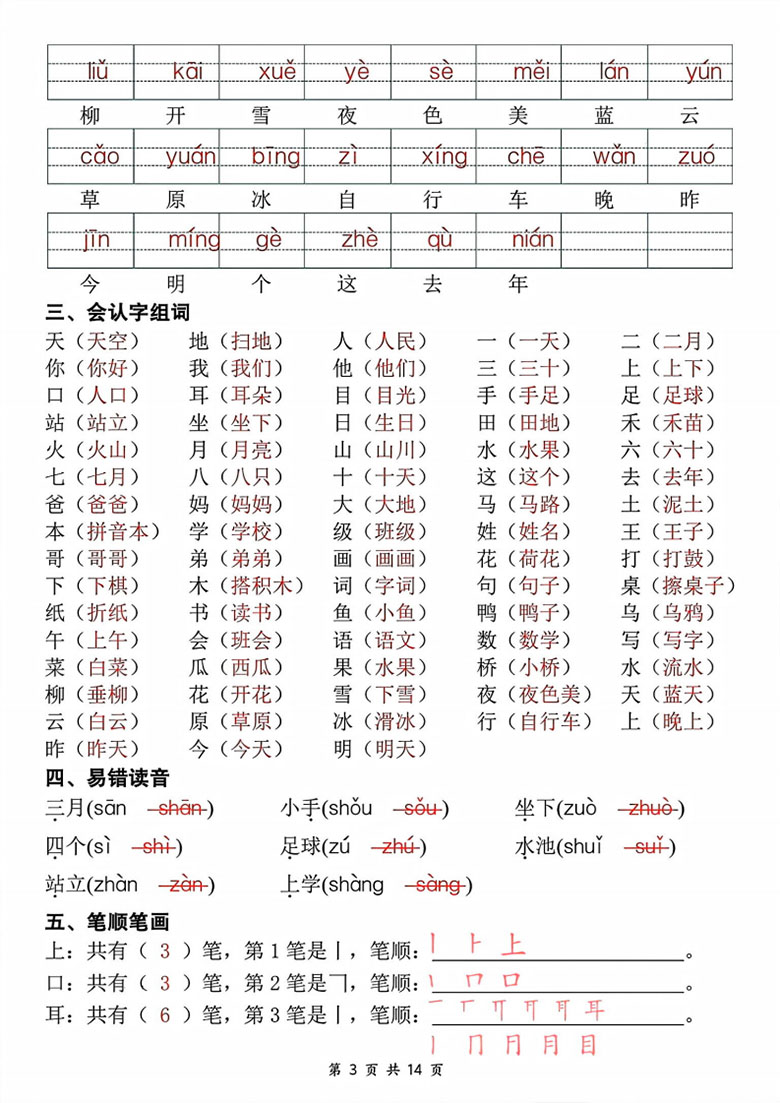 广饶论坛一年级上册语文期中复习考点通关练习(空白版+答案版),14页PDF可打印学习资料 ... 广饶论坛一年级上册语文期中复习考点通关练习(空白版+答案版),14页PDF可打印学习资料 ...