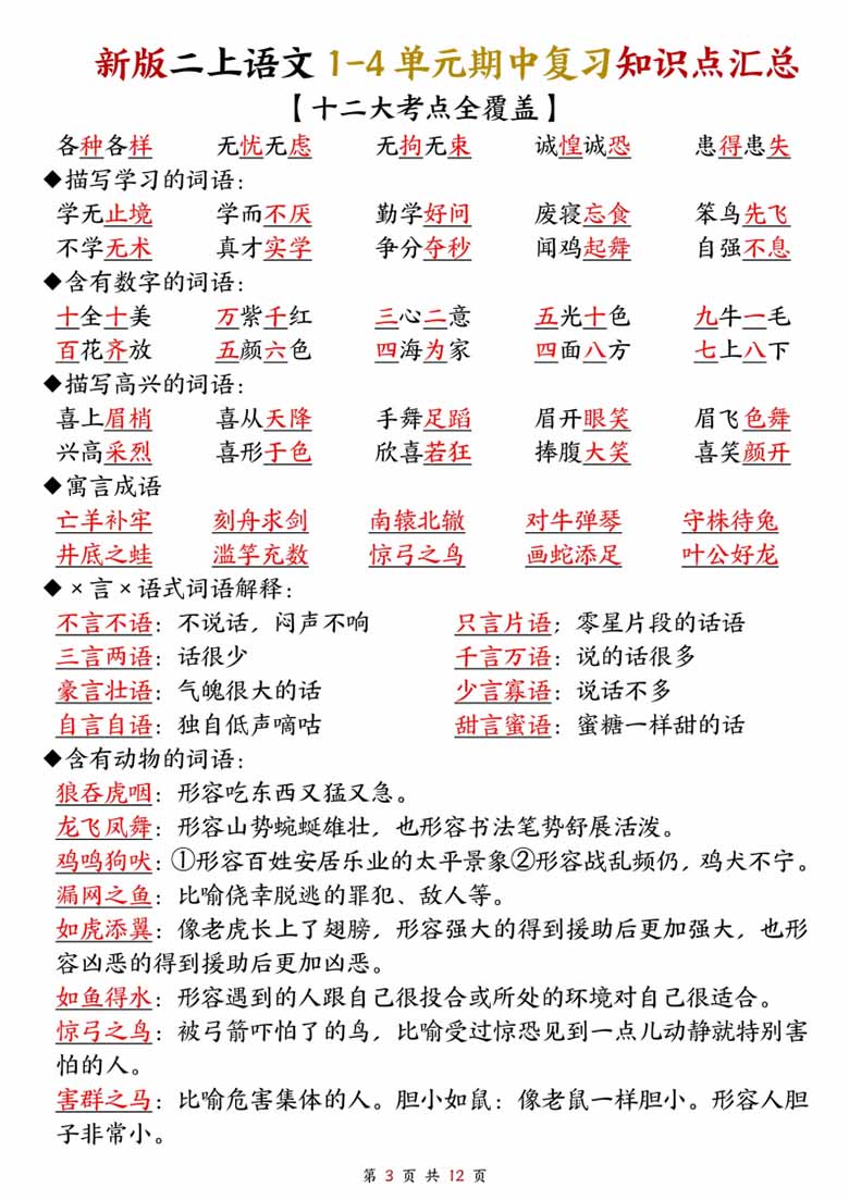 广饶论坛二年级上册语文1-4单元期中复习知识点汇总(十二大考点),12页PDF电子版学习资料 ... 广饶论坛二年级上册语文1-4单元期中复习知识点汇总(十二大考点),12页PDF电子版学习资料 ...