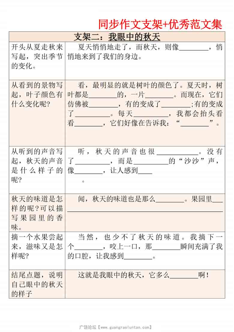 三年级上册语文第五单元作文支架＋优秀范文集，13页PDF电子版三年级上册语文第五单元作文支架＋优秀范文集 ...