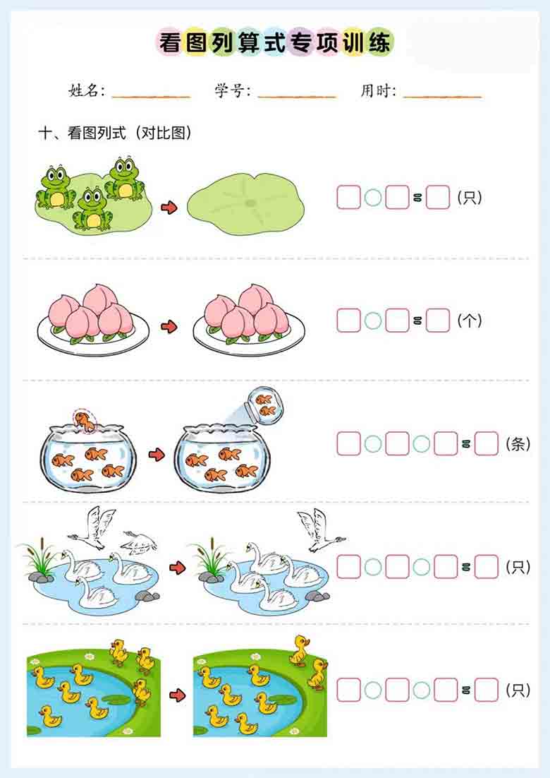 [修正]10种看图列式类型+看图列算式专项训练，21页PDF电子版