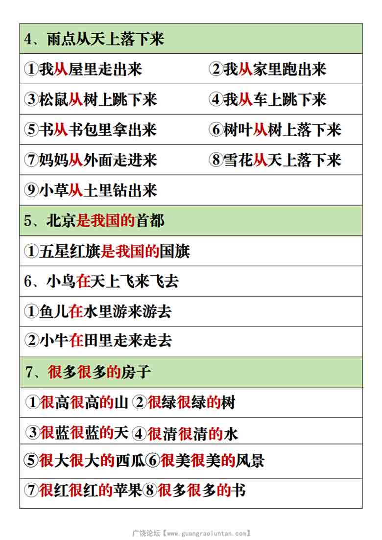 一年级上册语文仿写句子，9页PDF可打印