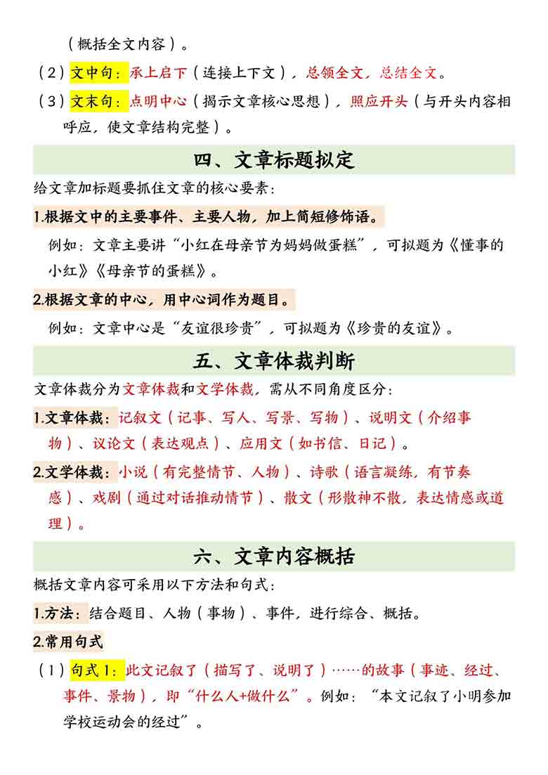 三年级上册语文阅读理解答题技巧，7页PDF电子版