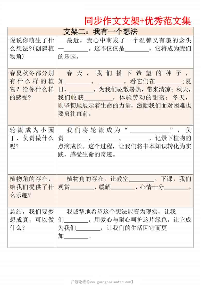 三年级上册语文第七单元作文支架＋优秀范文，12页PDF可打印