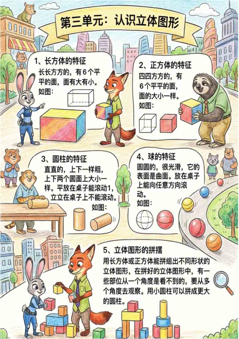 一年级（上）数学全册必背知识点（疯狂动物城学习卡）(1)，7页PDF电子版