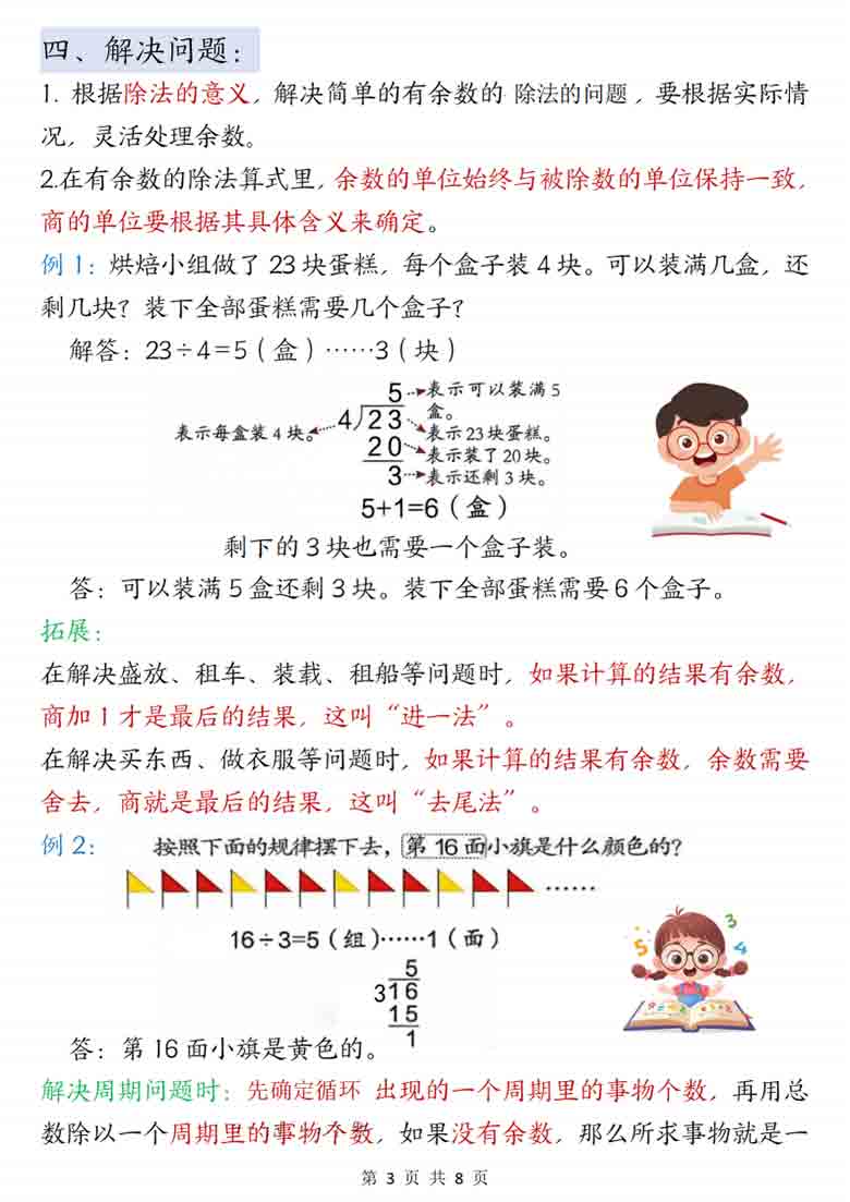 二年级下册数学知识点汇总人教版，8页PDF电子版