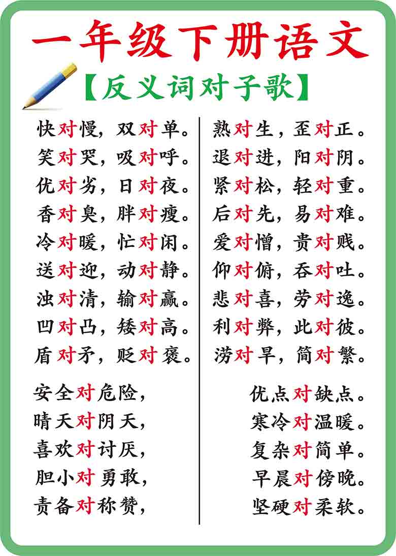 一年级语文下册重难点形近字的区分，10页PDF可打印