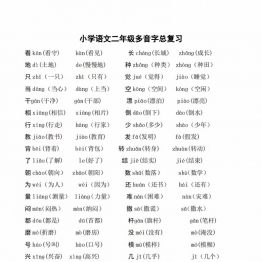二年级语文上册多音字及组词汇总，4页PDF可打印