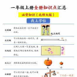 一年级上册数学全册知识点汇总必备知识（北师大版），11页PDF电子版学习资料