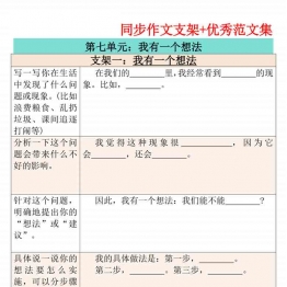 三年级上册语文第七单元作文支架＋优秀范文，12页PDF可打印