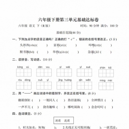 六年级下册第三单元基础达标卷，9页PDF可打印