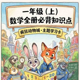 一年级（上）数学全册必背知识点（疯狂动物城学习卡）(1)，7页PDF电子版