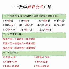 三上数学必背公式归纳，5页PDF可打印