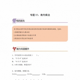 专题05：表内乘法-二年级数学专项提升（人教版），5页PDF电子版