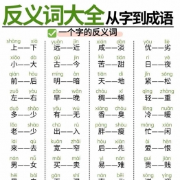 反义词大全从字到成语，轻松攻克词汇难关，11页PDF可打印学习资料电子版