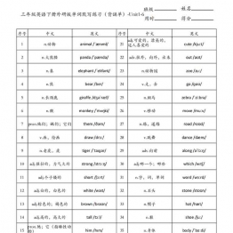 三年级英语下册外研版英语单词（背诵单）-Unit1-6，5页PDF电子版资料