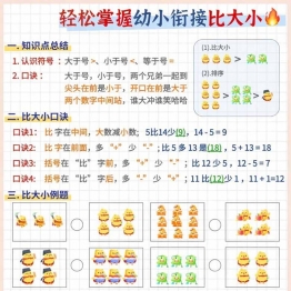 纸轻松掌握幼小衔接比大小，6页PDF可打印学习资料