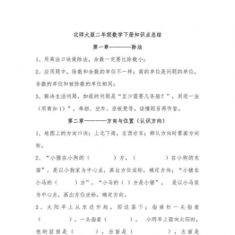 北师大版小学二年级数学下册知识点总结5页可打印PDF 小学2年级综合教学资料 家长在家亲子教育资源 广饶论坛中小学教育智慧平台