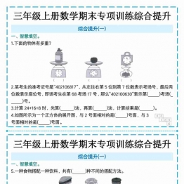 三年级上册数学期末专项训练综合提升，有答案8页PDF电子版