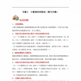 专题4 小数乘法和除法（数与代数）-五年级上册数学专项提升（苏教版），16页PDF可打印