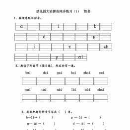 幼儿园大班拼音练习题 26页PDF