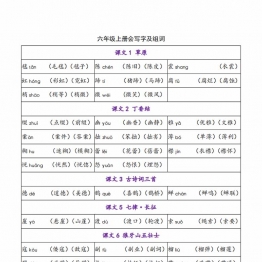 六年级语文上册会写字及组词，5页PDF可打印