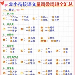 幼小衔接语文量词叠词超全汇总，6页PDF电子版学习资料