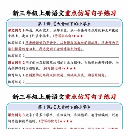 三年级上册语文重点仿写句子练习，9页PDF电子版学习资料