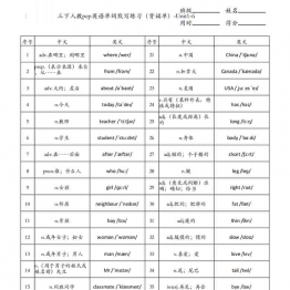 三下人教pep英语单词默写练习（背诵单）-Unit1-6，3页PDF电子版资料