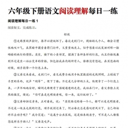 六年级下册语文阅读理解每日一练，143页PDF电子版