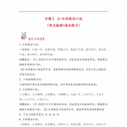 专题2 2—5的乘法口诀-二年级上册数学计算大通关（北师大版），11页PDF可打印