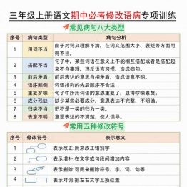 三上语文期中必考修改语病专项训练（含答案），24页PDF电子版学习资料