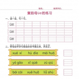 幼小衔接一日一练：拼音②：复韵母整体认读音节的练习，PDF可打印