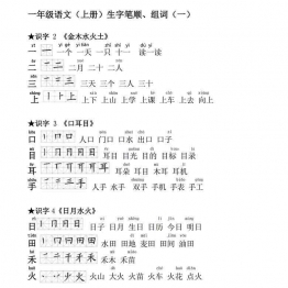 一年级语文上册生字笔顺组词大全 7页可打印PDF 小学1年级综合教学资料 家长在家亲子教育资源 广饶论坛中小学教育智慧平台