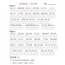 六年级语文下册【看拼音写词语】5页PDF可打印小学6年级综合教学资料 家长在家亲子教育资源 广饶论坛中小学教育智慧平台