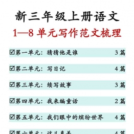 三年级上册语文1-8单元写作范文梳理同步作文范文，28页PDF电子版