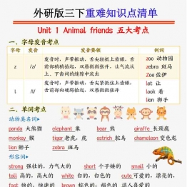 外研版三下英语重难点知识清单，18页PDF可打印学习资料