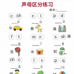 汉语拼音区分练习，11页PDF可打印学习资料电子版